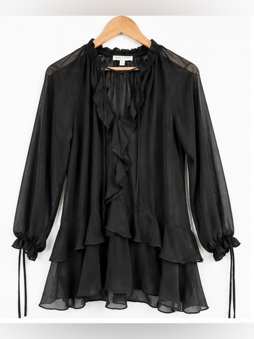 Thirty Thirty LA Black Sheer Ruffle Mini Dress / Tunic – Size M
